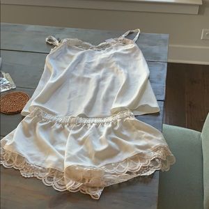 White pajama set with cute matching robe